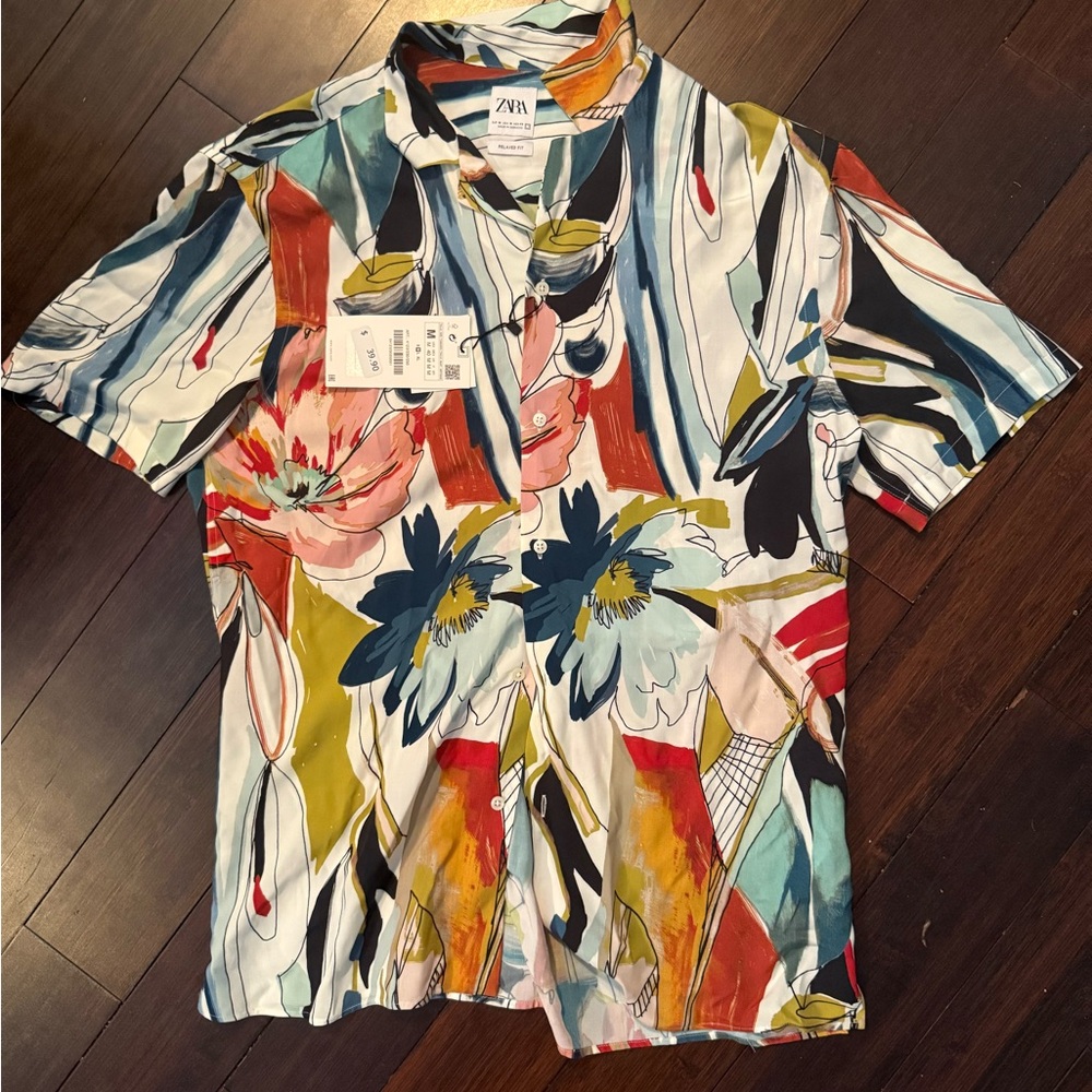Zara Colorful Abstract Print Shirt